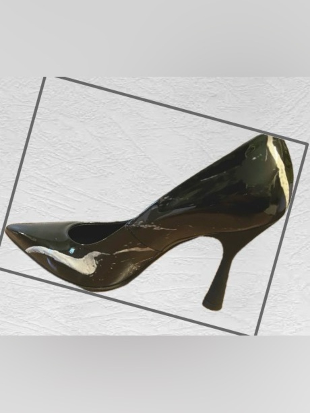 Agl Black Marbled Patent Isoldie Pointed Toe Stiletto Pump: Size 6 (EU 36)
